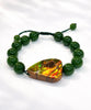 Canadian Ammolite Bracelet Canadian Polar Jade Bracelet Natural Stone #1209