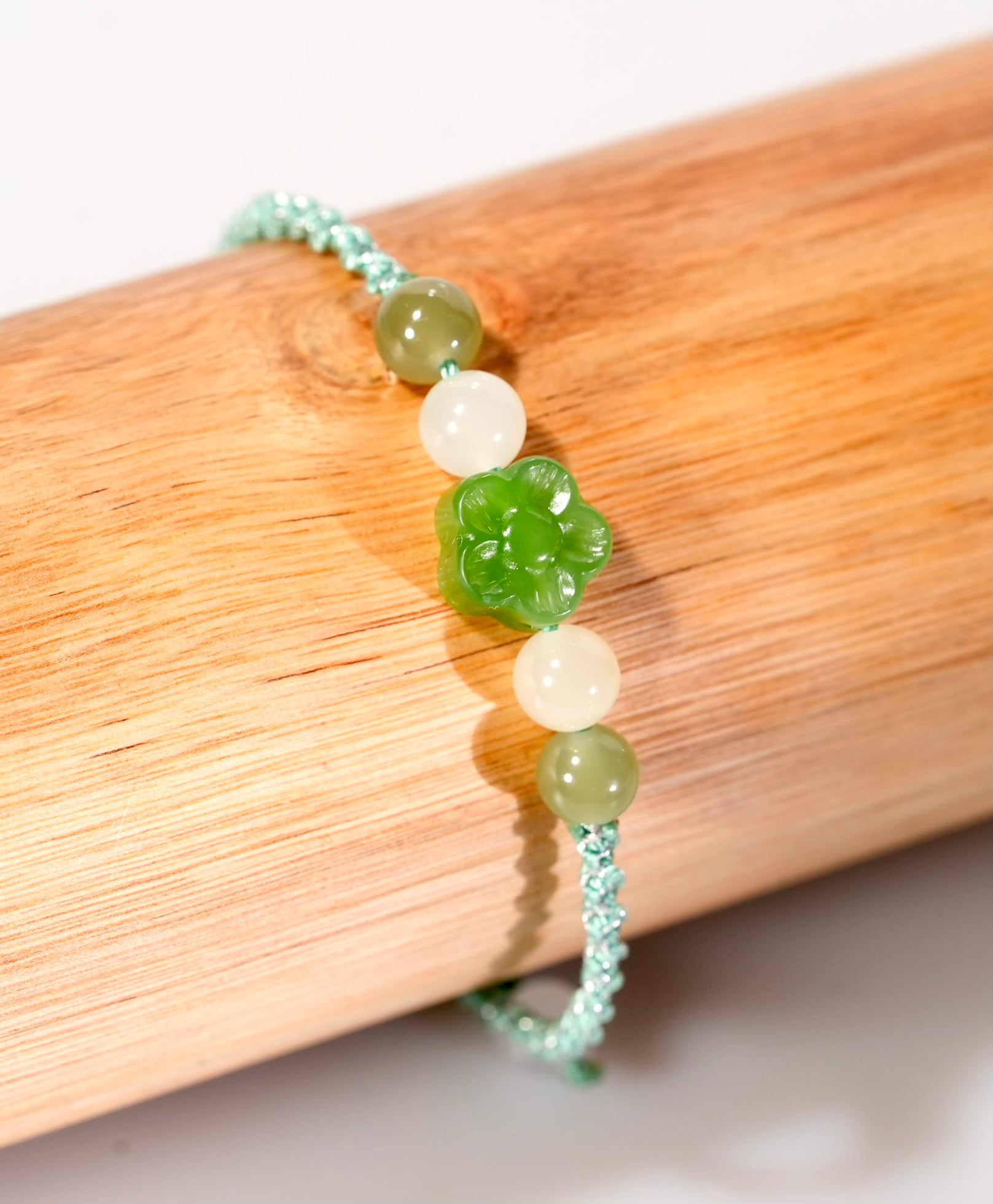 Hetian Jade Flower Bracelet #2994