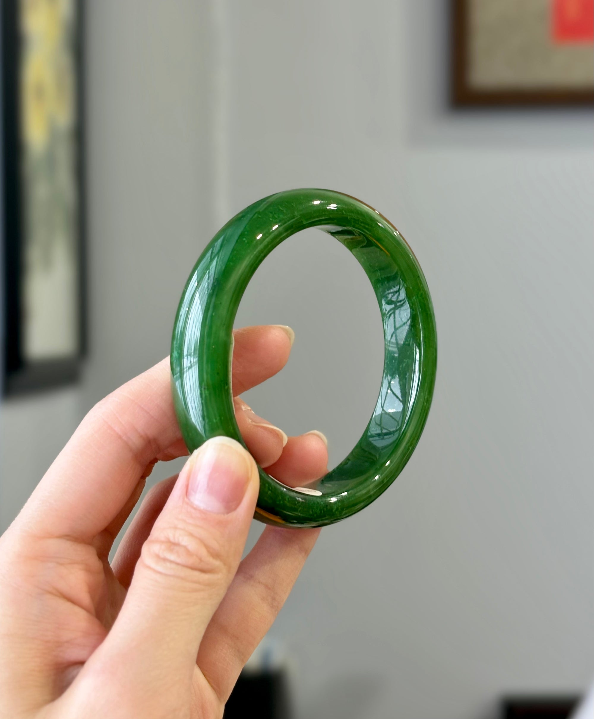 Polar Jade Bangle Natural Jade Bracelet AAA Grade 59.5mm #120