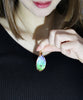 Copper Wire Wrapped Ammolite Pendant #960