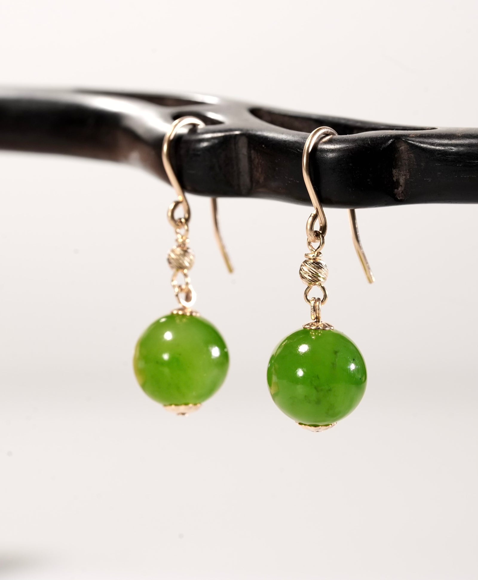 18K Polar Jade Ball Earrings #2958