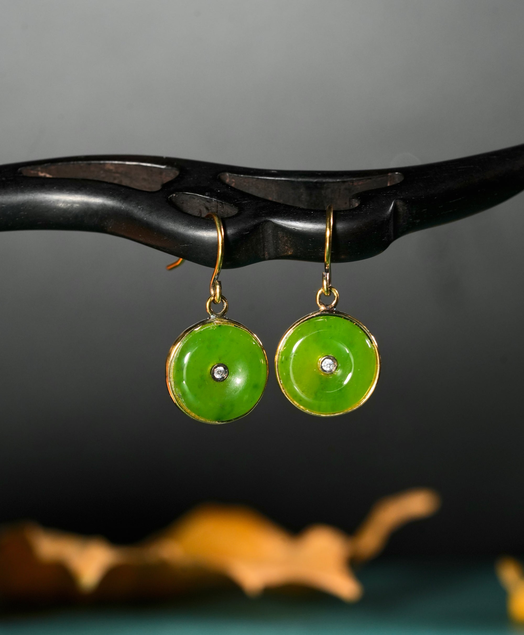 Peace Buckle Jade Earrings #1078