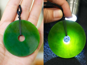 Siberian Jade Peace Buckle Pendant Ping An Kou PI Harmony Donut 55mm Natural Jade #3070