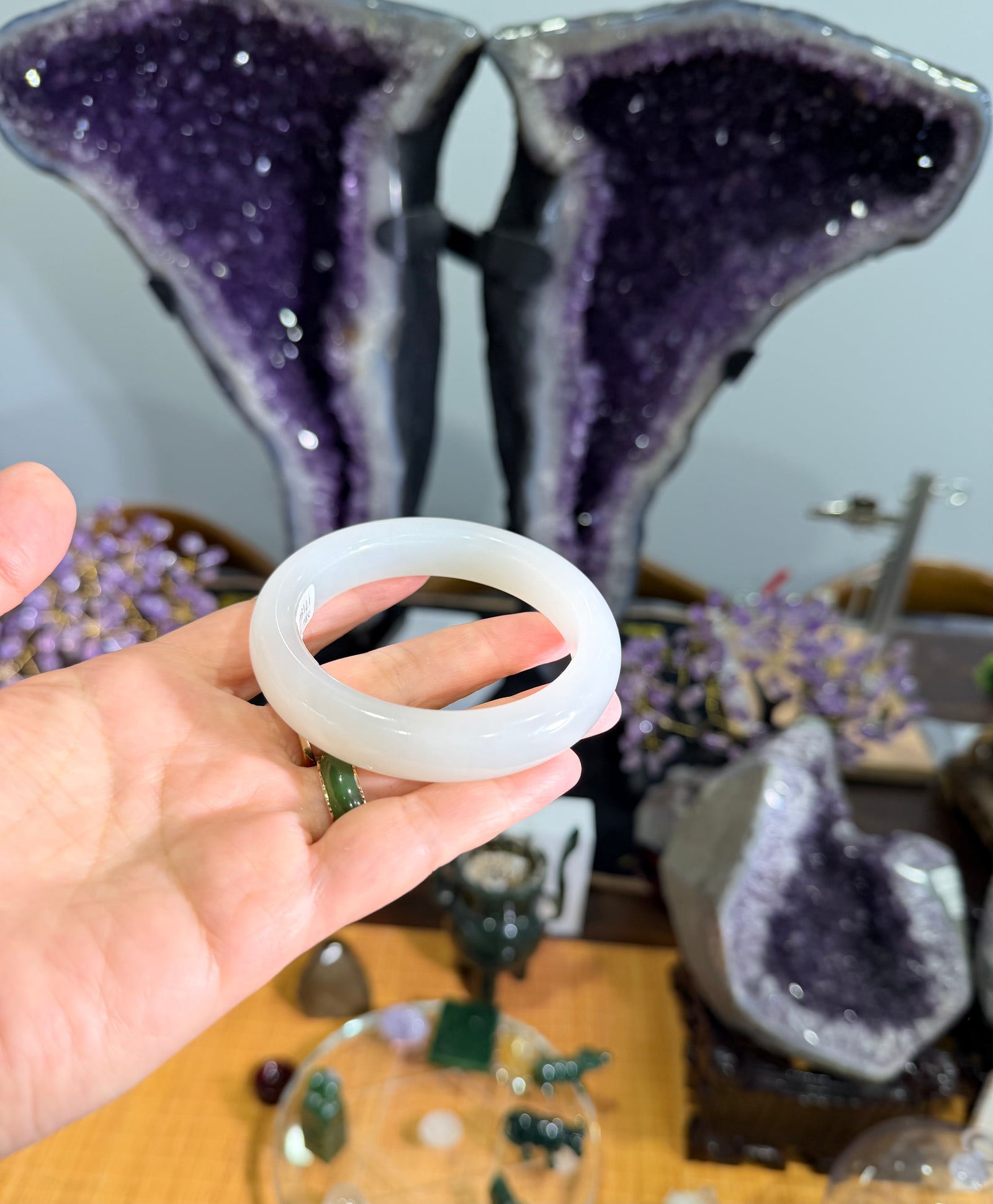 Siberian White Jade Bangle 57mm #859