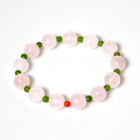 Spring Spark Polar Jade Rose Quartz Pink Crystal Bracelet #3065
