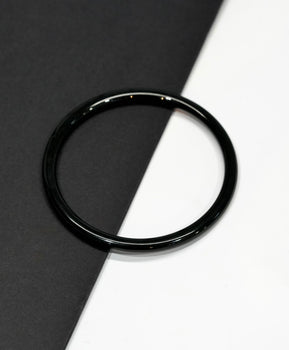Natural Black Jade Bangle - Midnight Green Hetian Nephrite Jade Bracelet (4-5mm Thin Hoop)｜#1559