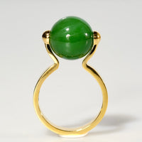 18K 12mm Lucky Bead Jade Ring #2894
