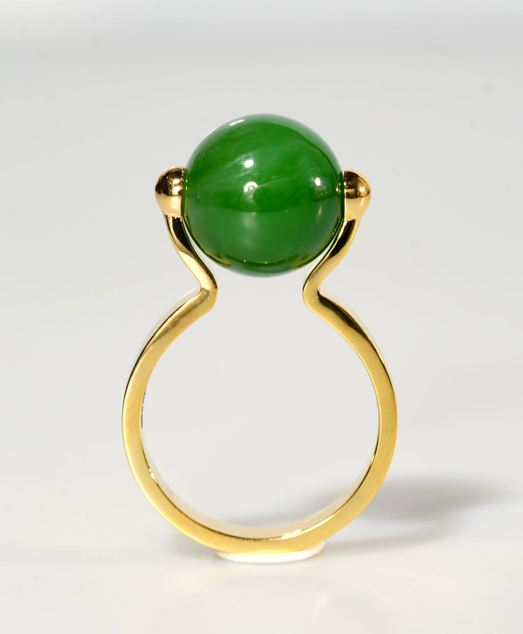18K 12mm Lucky Bead Jade Ring #2894