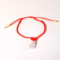 Hetian White Jade Gourd Red Cord Bracelet #1609