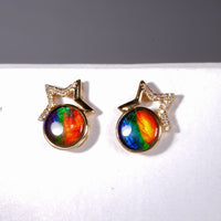 18K Diamond Ammolite Earrings #368