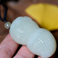 Eternal Bleassing White Jade Peanut Pendant #2652