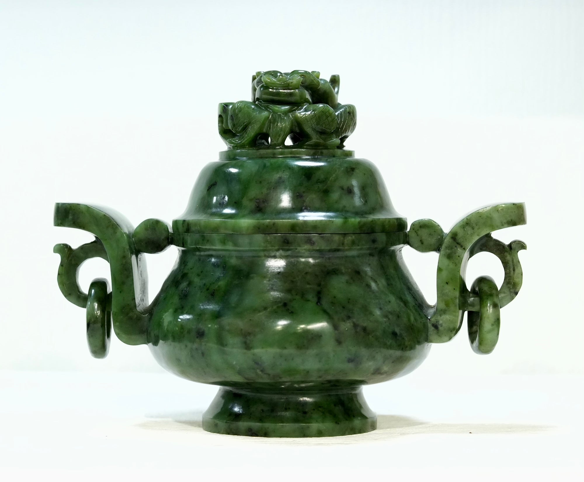 Jade Censer with Coiled Dragon and Swing Handles #2990