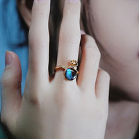 18K AMMOLITE DIAMOND RING #1735