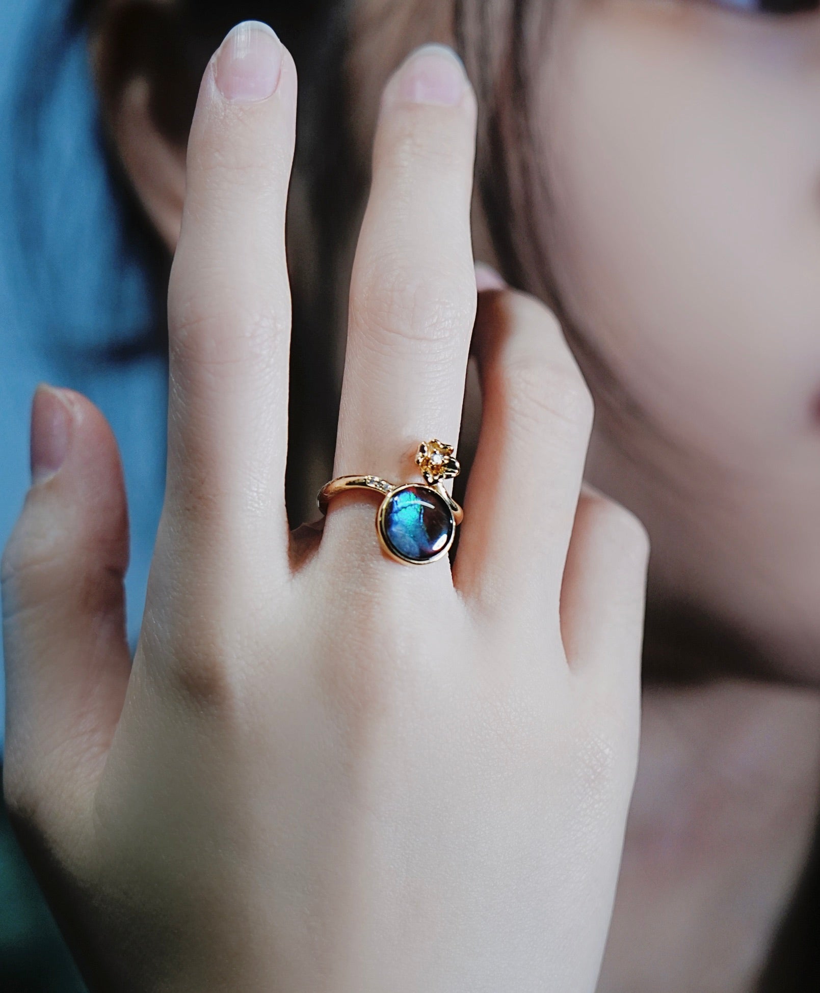 18K Ammolite Diamond Ring #1735