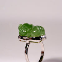 Good Fortune Jade Pixiu Ring #2024