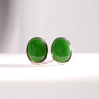 20mm Large Oval Jade Ear Studs #1067