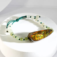 Double-Side Ammolite Hetian Jade Bracelet #1313