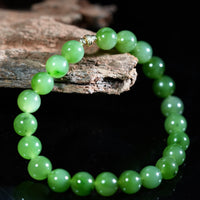 14k 8mm Polar Jade Beaded Bracelet #2587