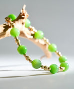 14k 8mm Chatoyant Siberian Jade Starry Bracelet #2591-2