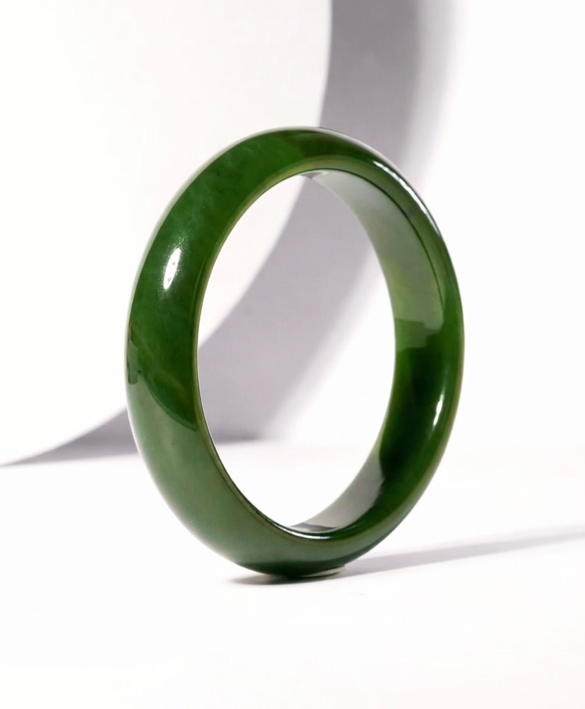 Canadian Polar Jade Bangle Natural Jade Bracelet AA Grade 57.5mm #1362