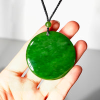 Siberian Jade Safe and Sound/Peace Round Pendant #3075