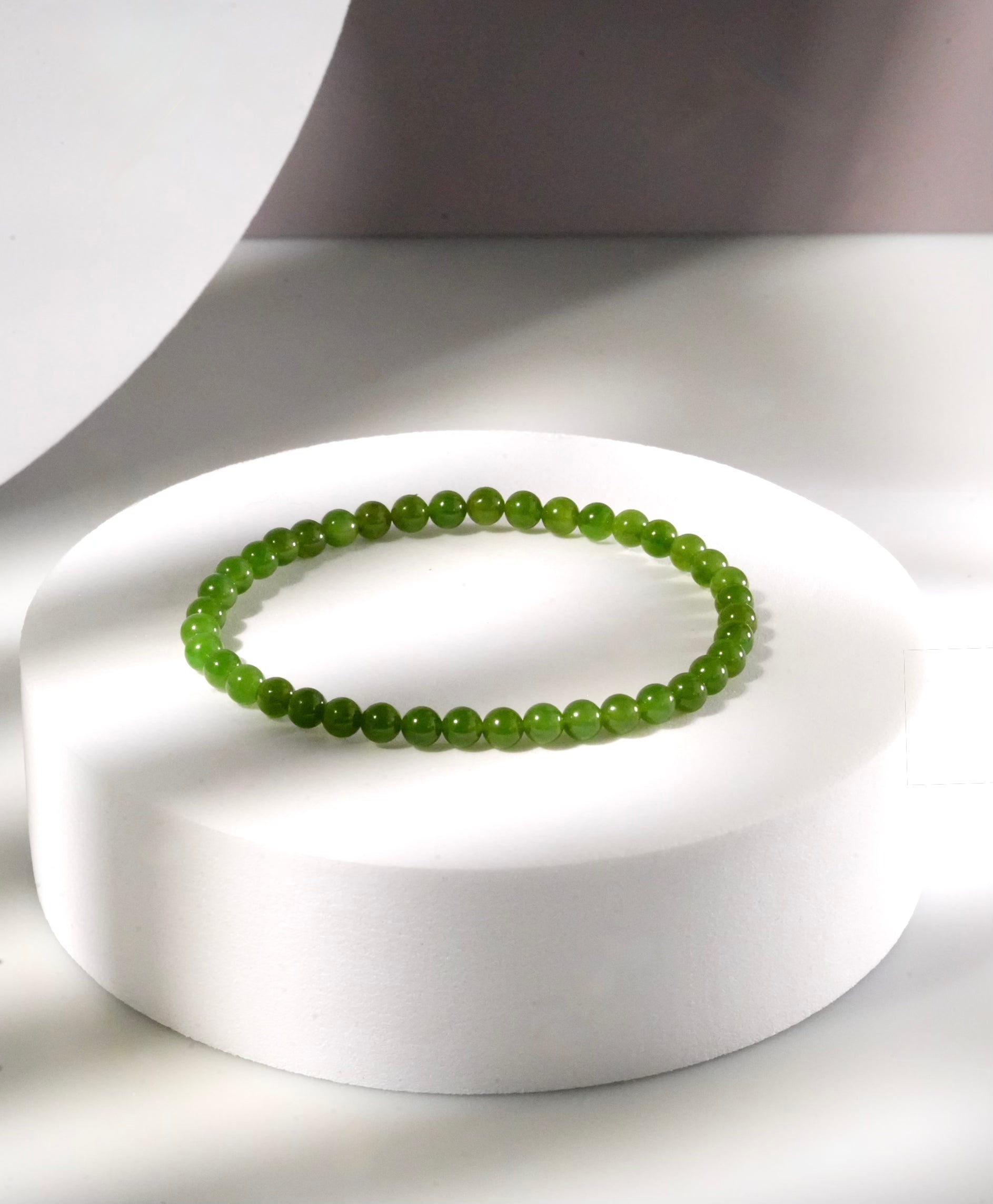 Polar Jade Beaded Bracelet 4.5mm Natural Jade #2454