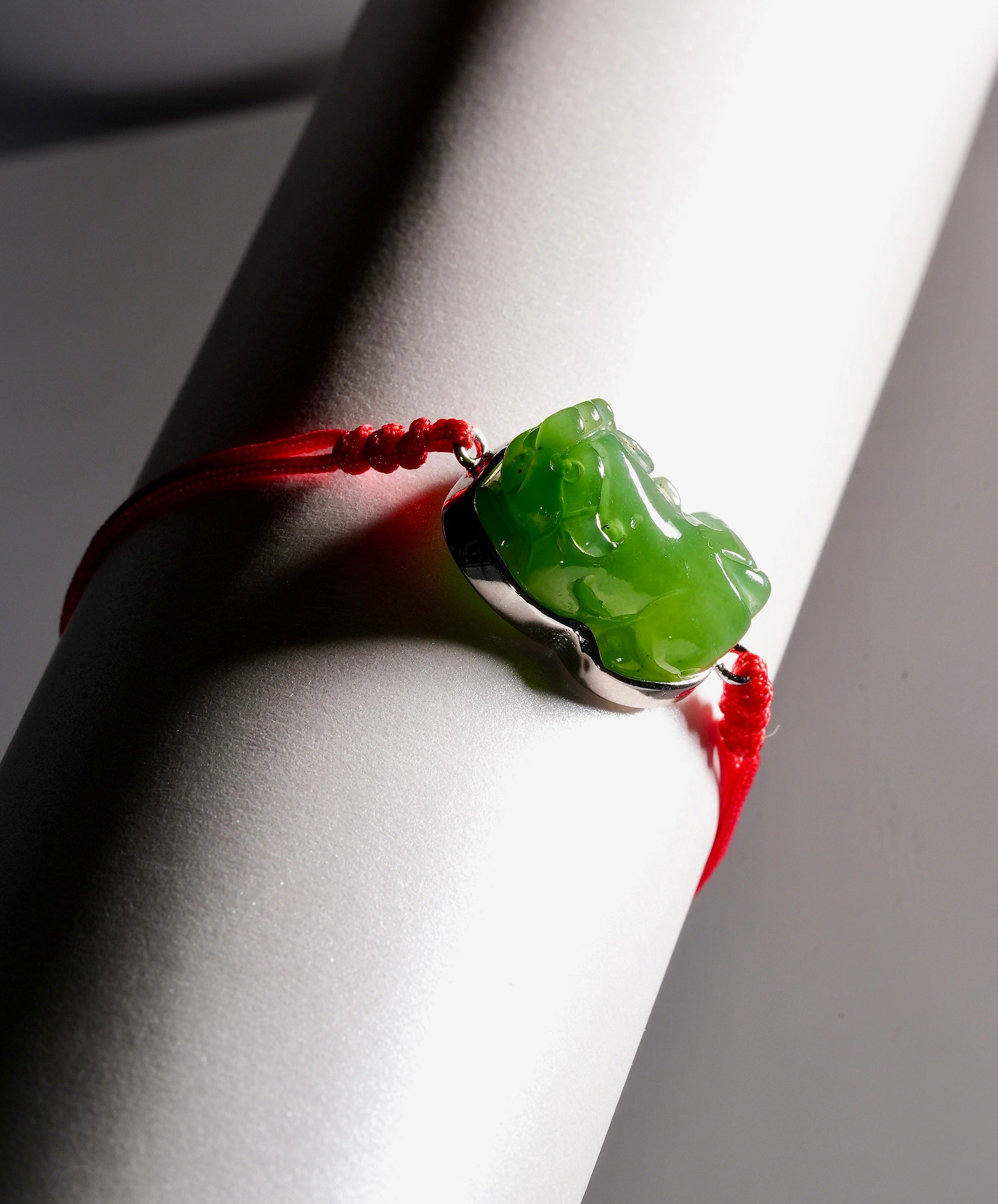 Siberian Jade Pixiu Red Cord Bracelet #1809