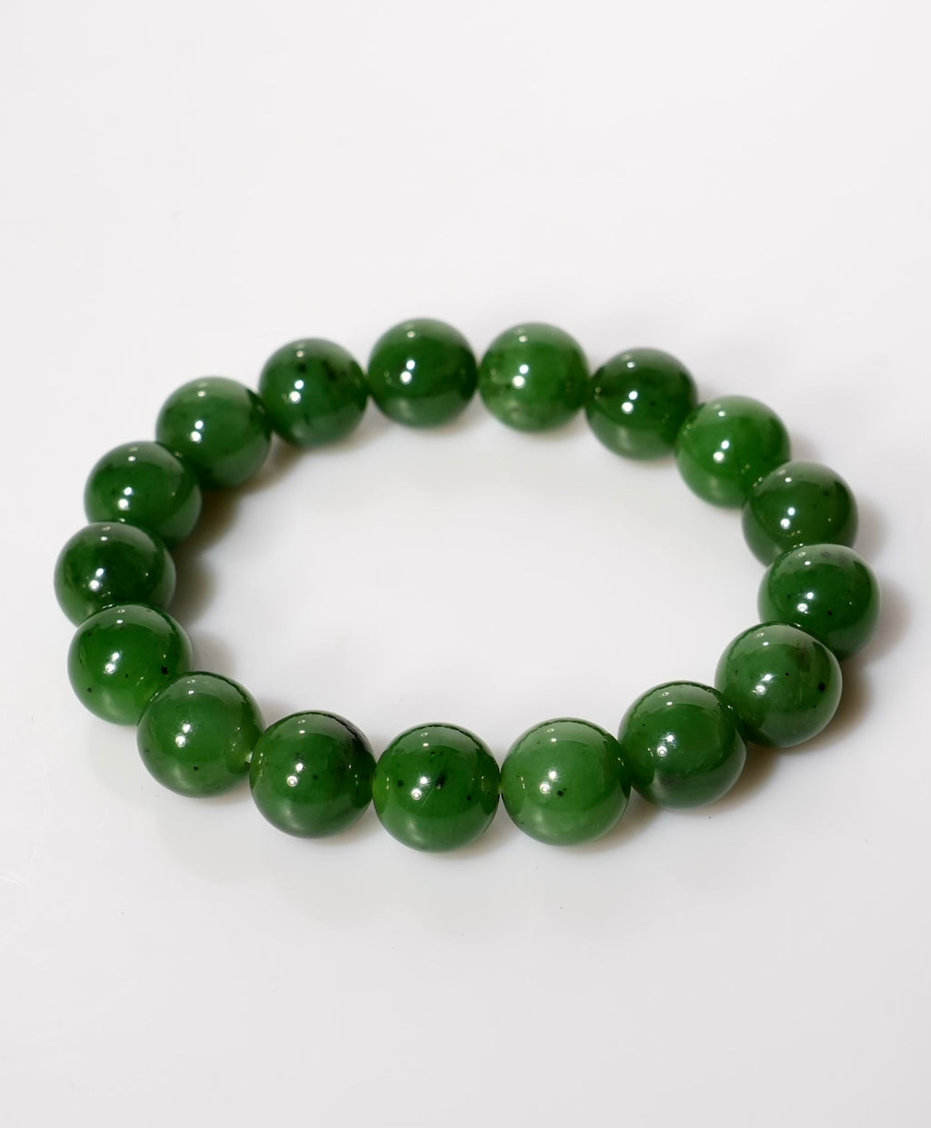 12mm Canadian Jade Beaded Bracelet #3072