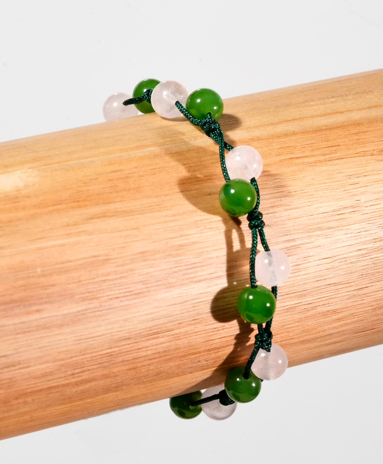 Arctic Bloom Rose Quartz & Polar Jade Beaded Bracelet #3047