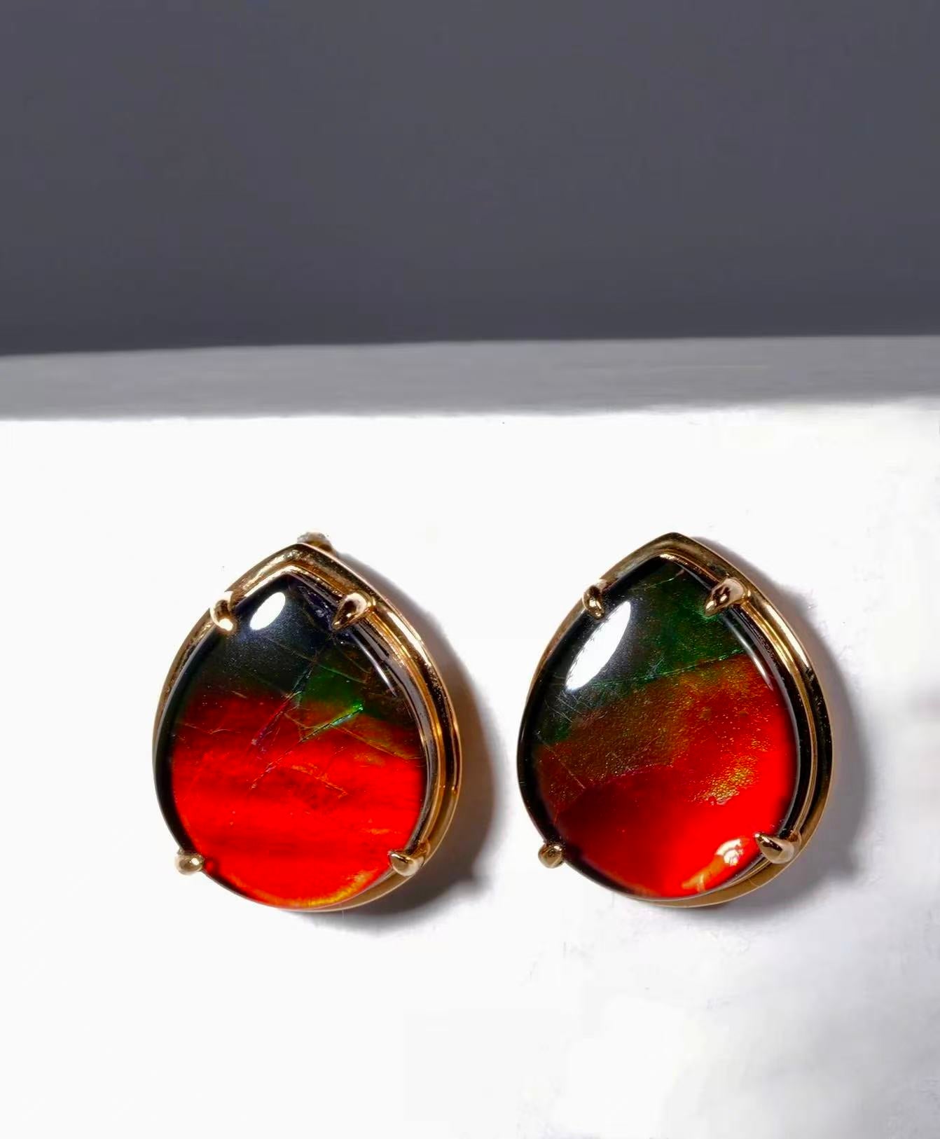 18K Ammolite Earrings #1765