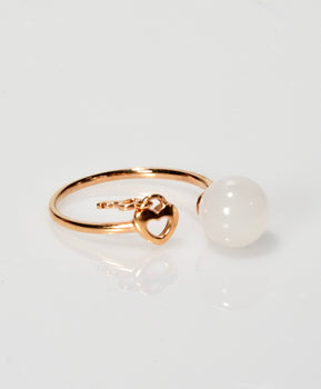 White Jade Open Ring 18K Gold Natural Jade #1908