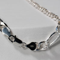 20" Figaro Pave 925 Sterling Silver Chain #1