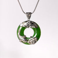 Golden Fish and Lotus Polar Jade Pendant #1332