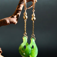 18k Polar Jade Single Twist Earrings #2519