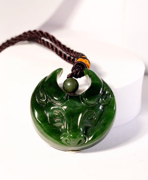 Canadian Jade Buffalo Hand Held Jade Pendant Natural Jade #1401