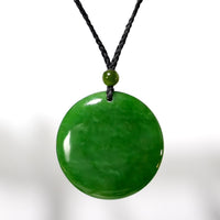 Siberian Jade Safe and Sound/Peace Round Pendant #3076