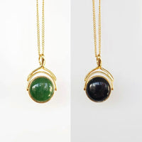 Two Sides Jade Pendant - Gold #1097