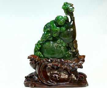 Jade Decoration Little Bodhisattva of Fortune Natural Jade #2992