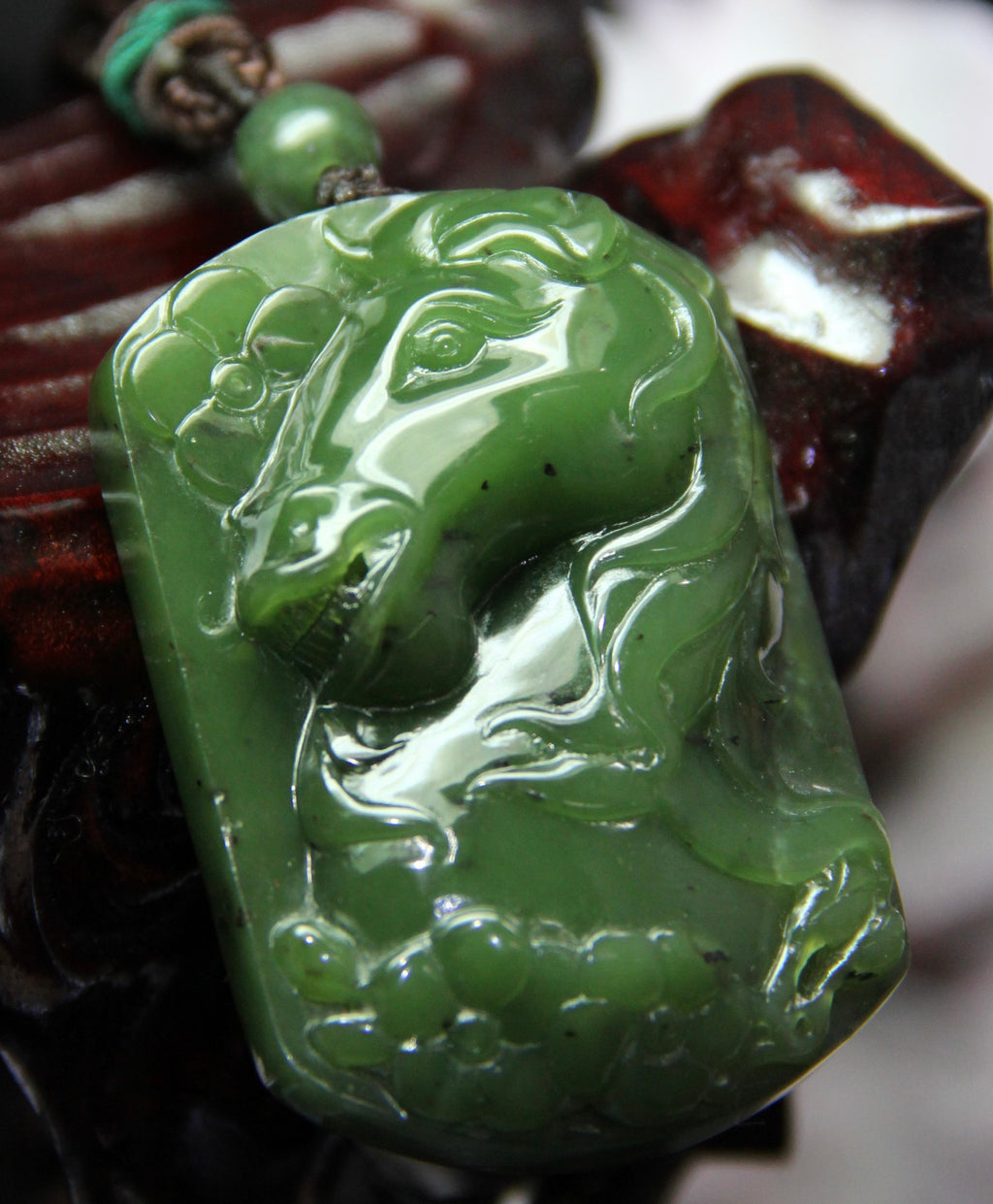 HAND-CARVED JADE HORSE PENDANT #501