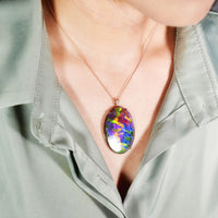 18k Oval Ammolite Pendant #1974