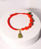 Hetian Jade Gourd Red Carnelian Red Cord Bracelet #1306