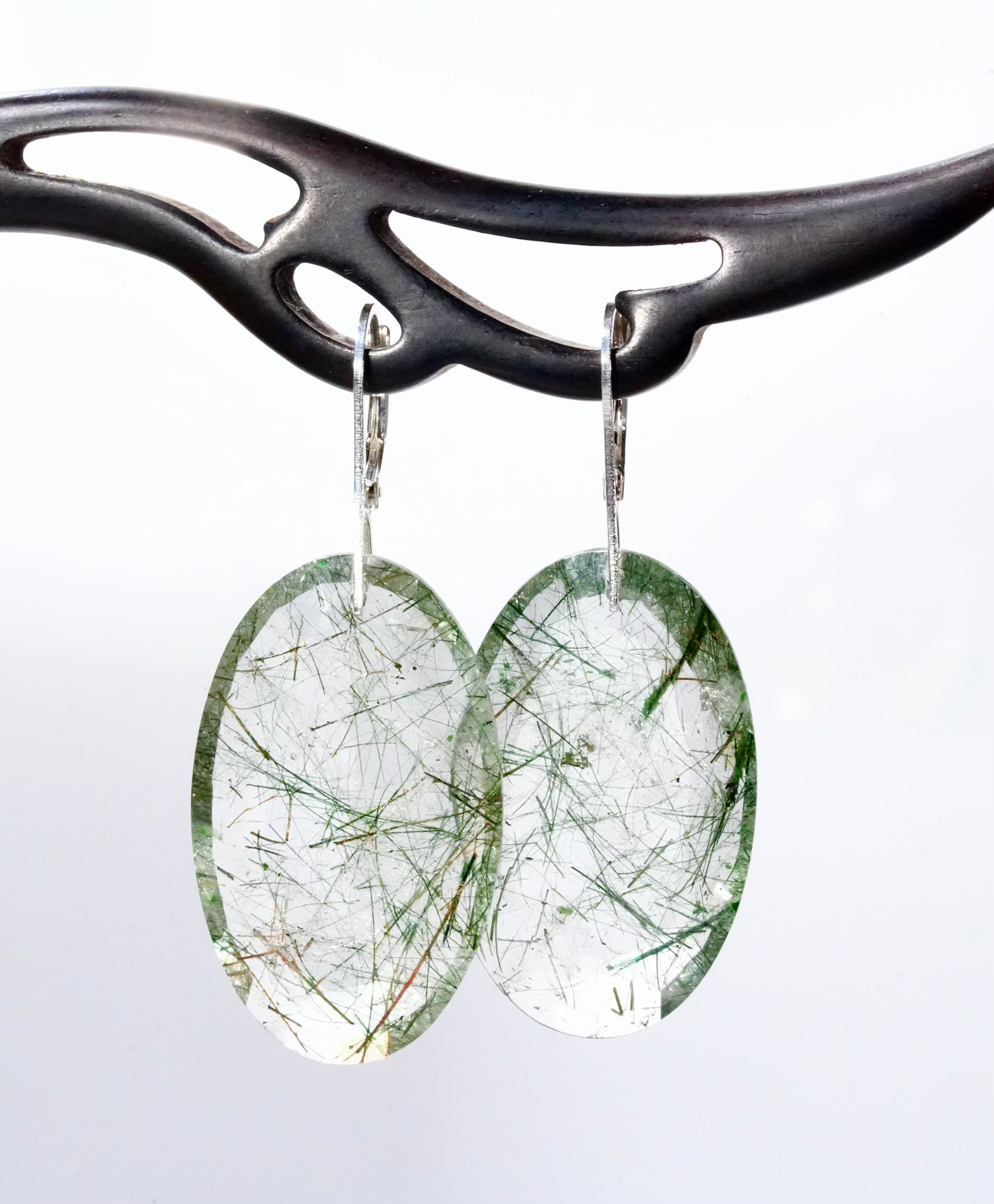 Top Grade Green Rutilated Quartz Earrings
