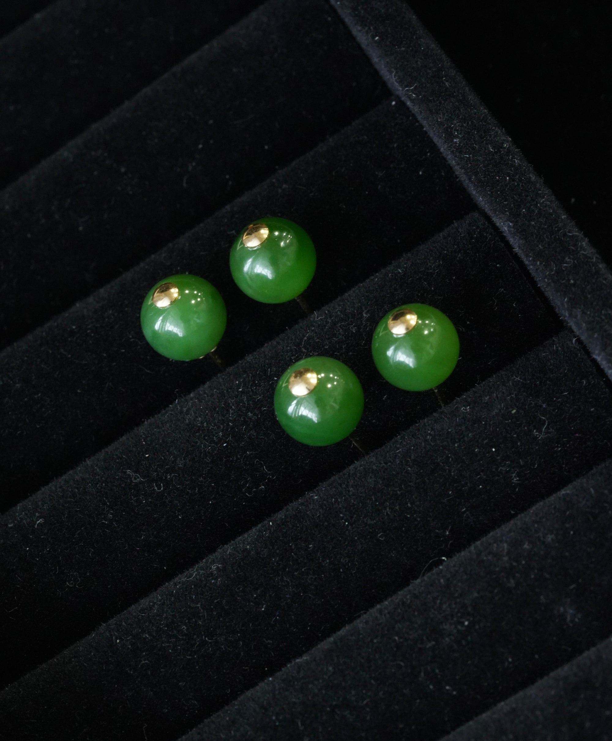 14K 10mm Siberian Jade Ear Stud #2813