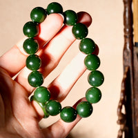 12mm Canadian Jade Beaded Bracelet #3080