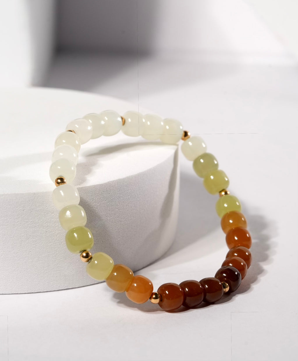 14k Multicolour Jade Beaded Bracelet #1805
