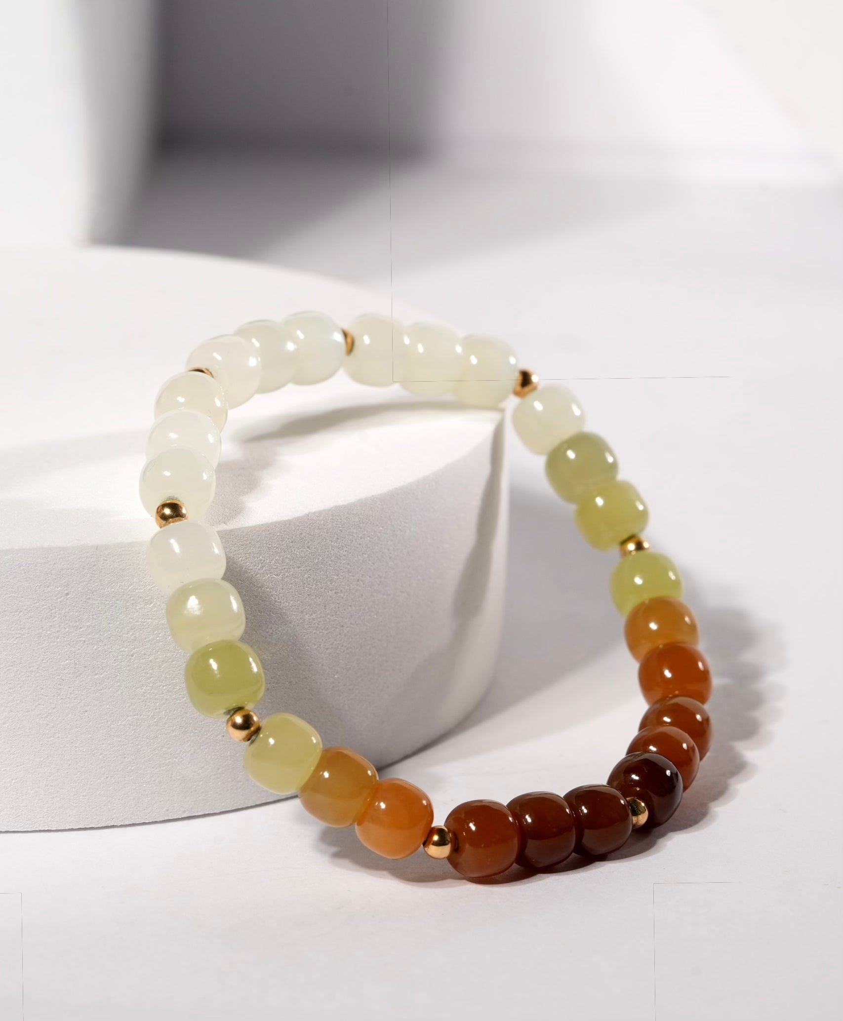 14k Multicolour Jade Beaded Bracelet #1805