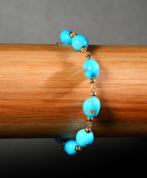 Turquoise Bracelet Starry Design 10.5mm Natural Stone #2780