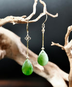 18k Polar Jade Water-drop Earrings #2547