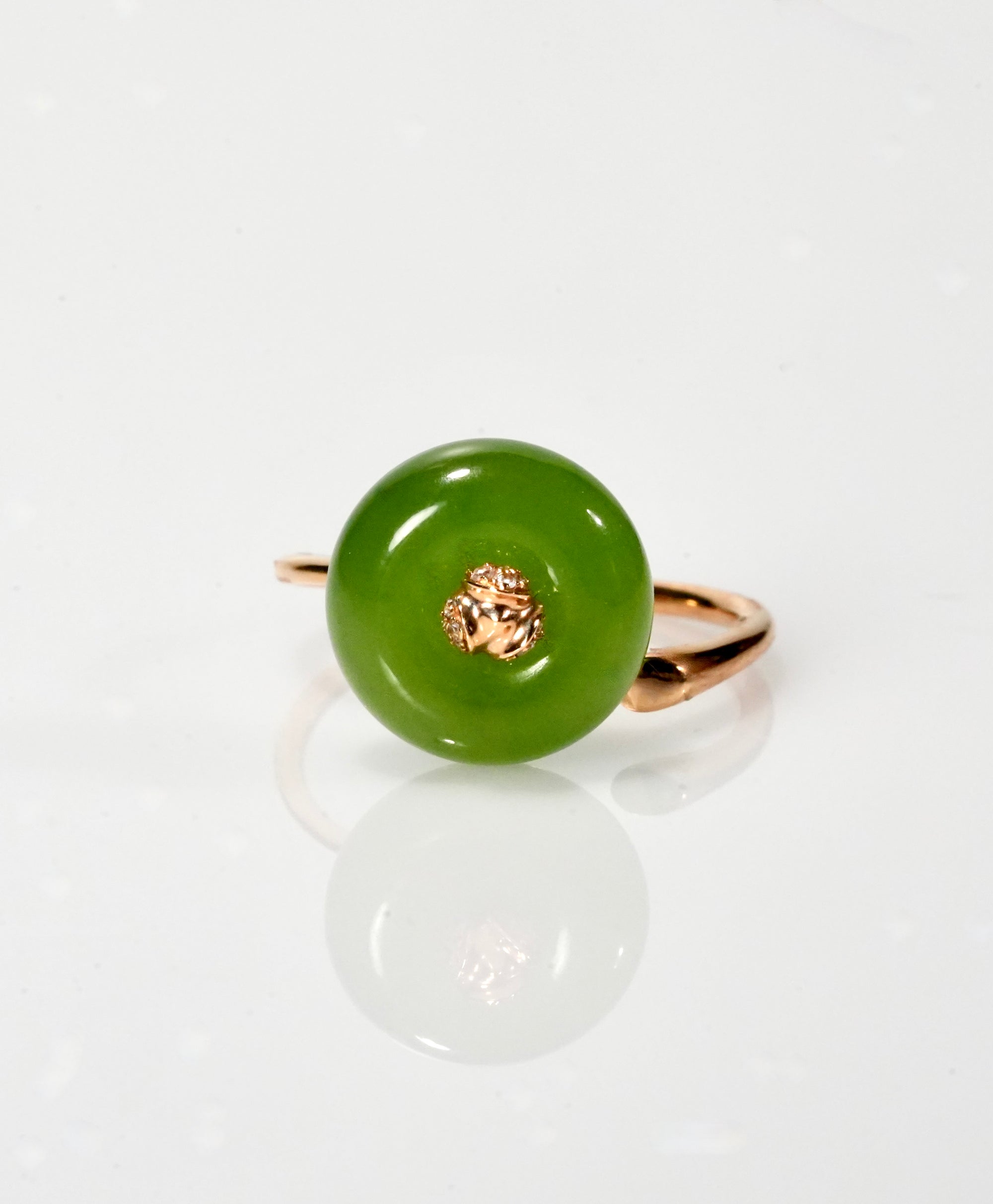 18K Peace Buckle Siberian Jade Ring #1605