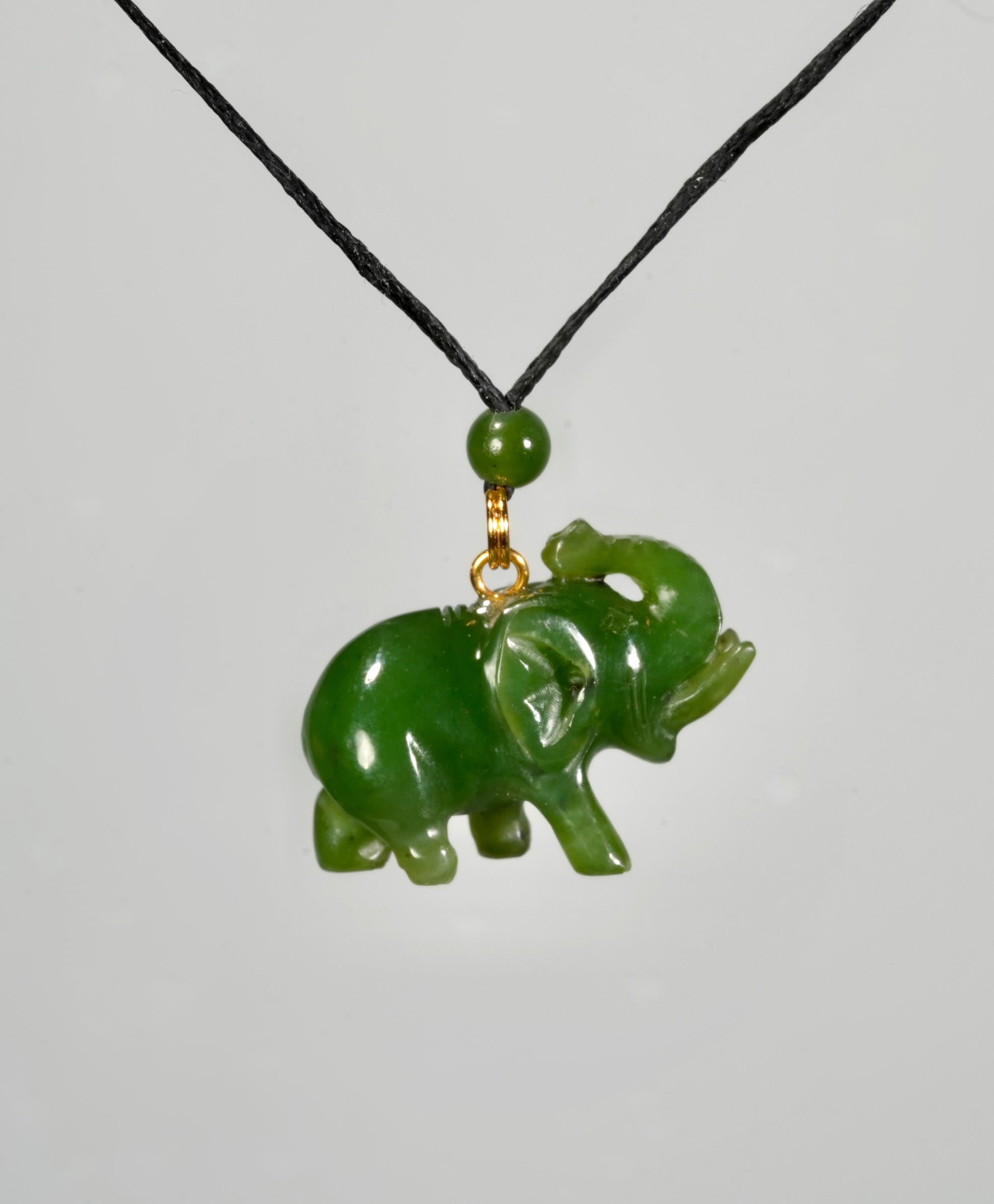 Wise Fortune Jade Elephant Pendant  #1128